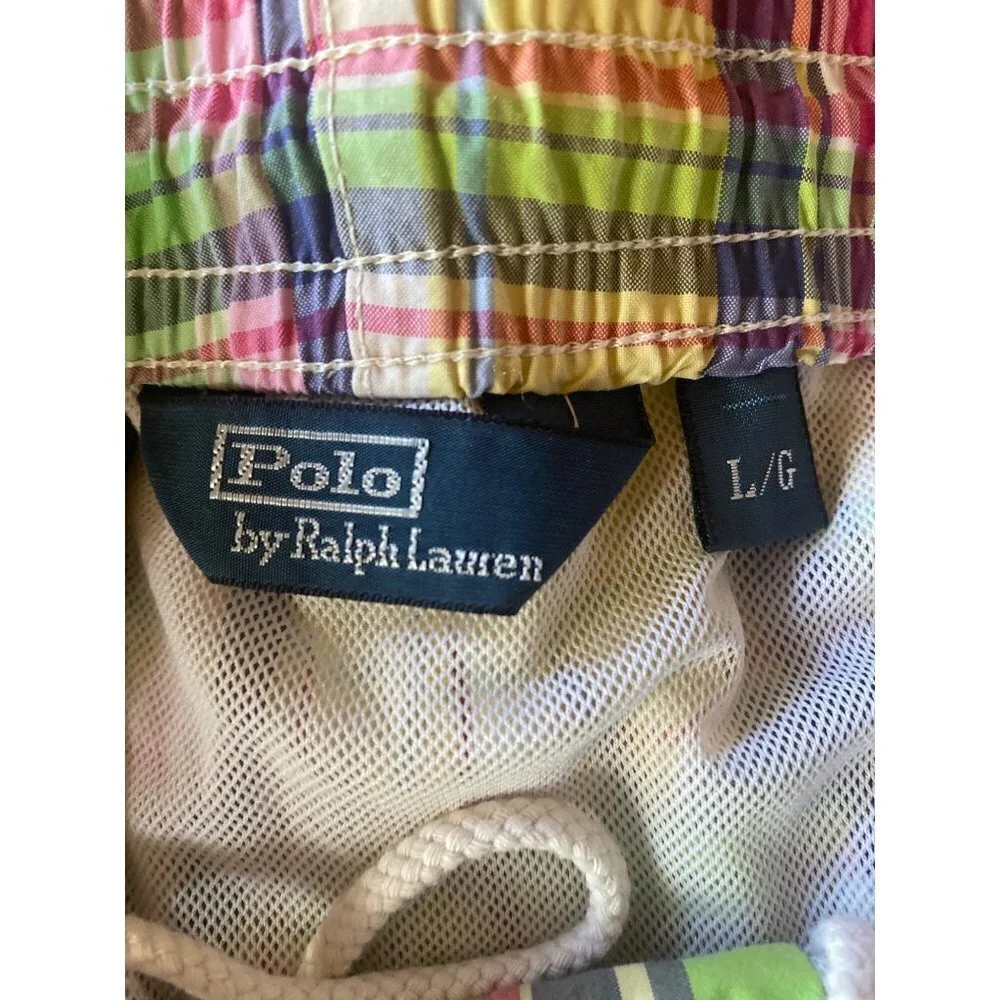 Polo Ralph Lauren Pastel Plaid‎ Swim Trunks Shorts Size Large